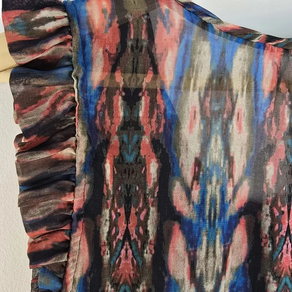 Sandro Multicolor Sleeveless Ruffle Dress Size 2/S Boho Chic - Picture 8 of 15